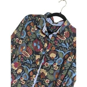 J Mclaughlin Blouse Shirt XL Fall Floral Button Front Long Sleeve Cotton Casual